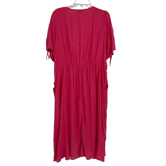 Torrid Women’s Size 2X Midi Swiss Surplice Dress Salmon Short Sleeves Pockets - Picture 7 of 12